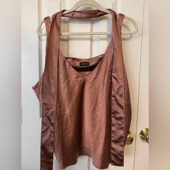 Wildfang Tops - WildFang THE EMPOWER ADJUSTABLE SATIN CAMI Copper 2x Crop Shiny Metalic